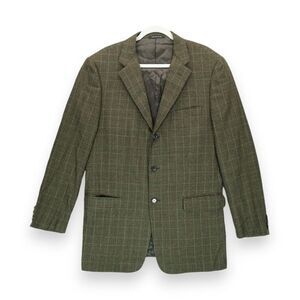 Caruso Wool/Cashmere Blend Sport Coat‎ Size 52 / L ~ Gingham Hand Made in Italy